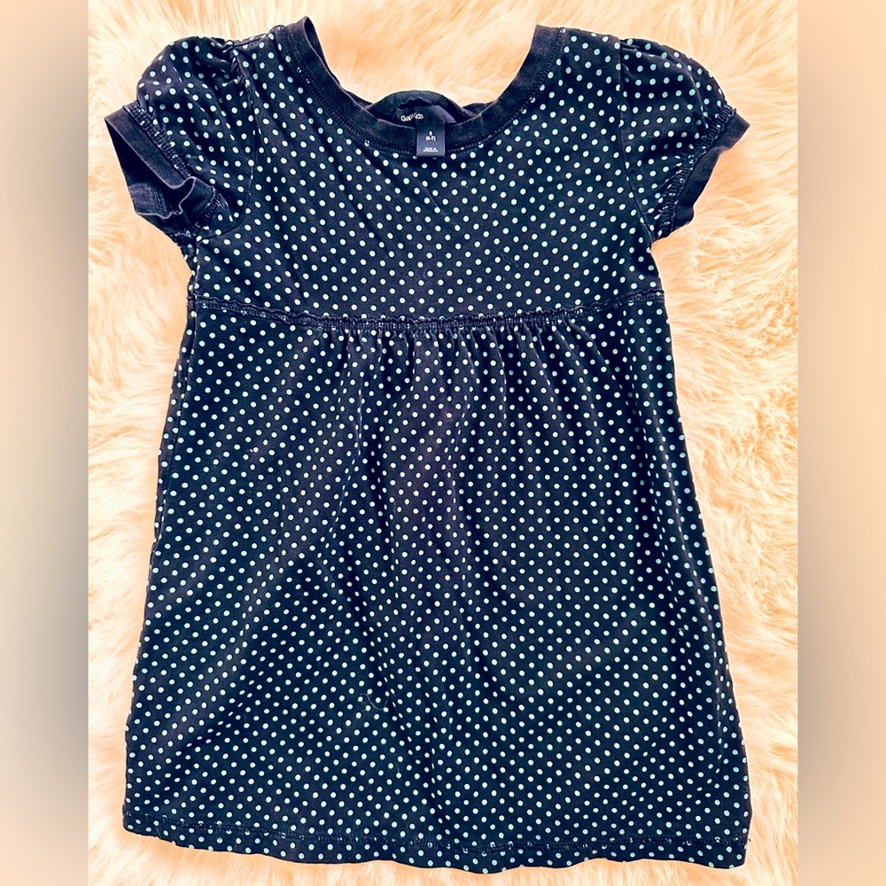 GAP KIDS Polka Dot Kids Dress - Navy with Turquoise Dots Size 6-7 Girls